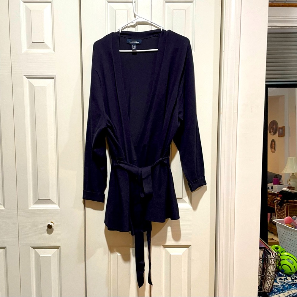 Lands’ End Dark Navy Belted Cardigan 2X